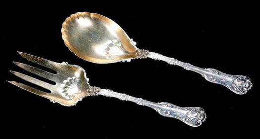 Pair of Silver Scalloped Motif Serving Pieces