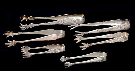 Collection of 6 Silver Ice/Sugar Tongs