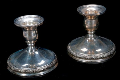 Pair of Sterling Low Candlesticks