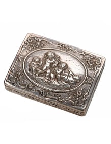 Silver Repousse Putti Trinket Box