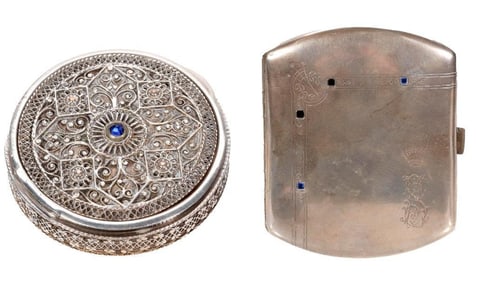 Silver Filigree Trinket Box, and Silver Card Case