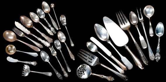 Approx. 40 Assorted Sterling Spoons and Serving Pieces