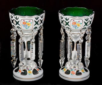 Pair of Bohemian Glass Mantel Lusters