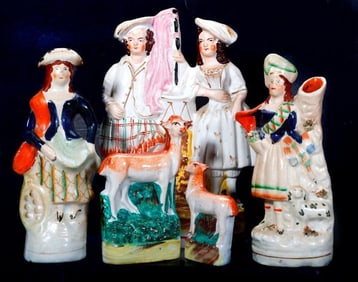 Staffordshire Highlander Figural Group, with others