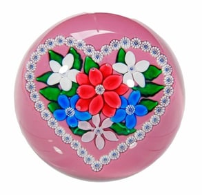 Saint Louis Floral Heart Paperweight, 1983