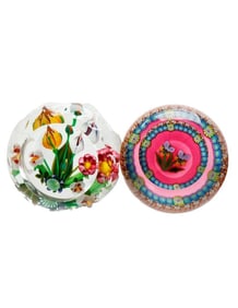 Two Perthshire, Scotland Glass Paperweights