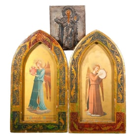 Small St. Anthony Icon, with Pair of Angel Prints