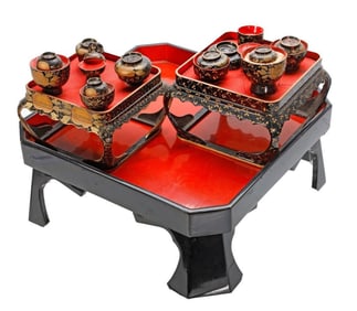Japanese Lacquer Tray and Miniatures
