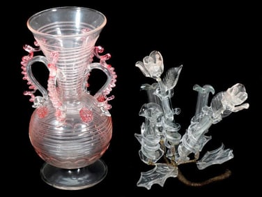 Pink Murano Glass Vase, with another