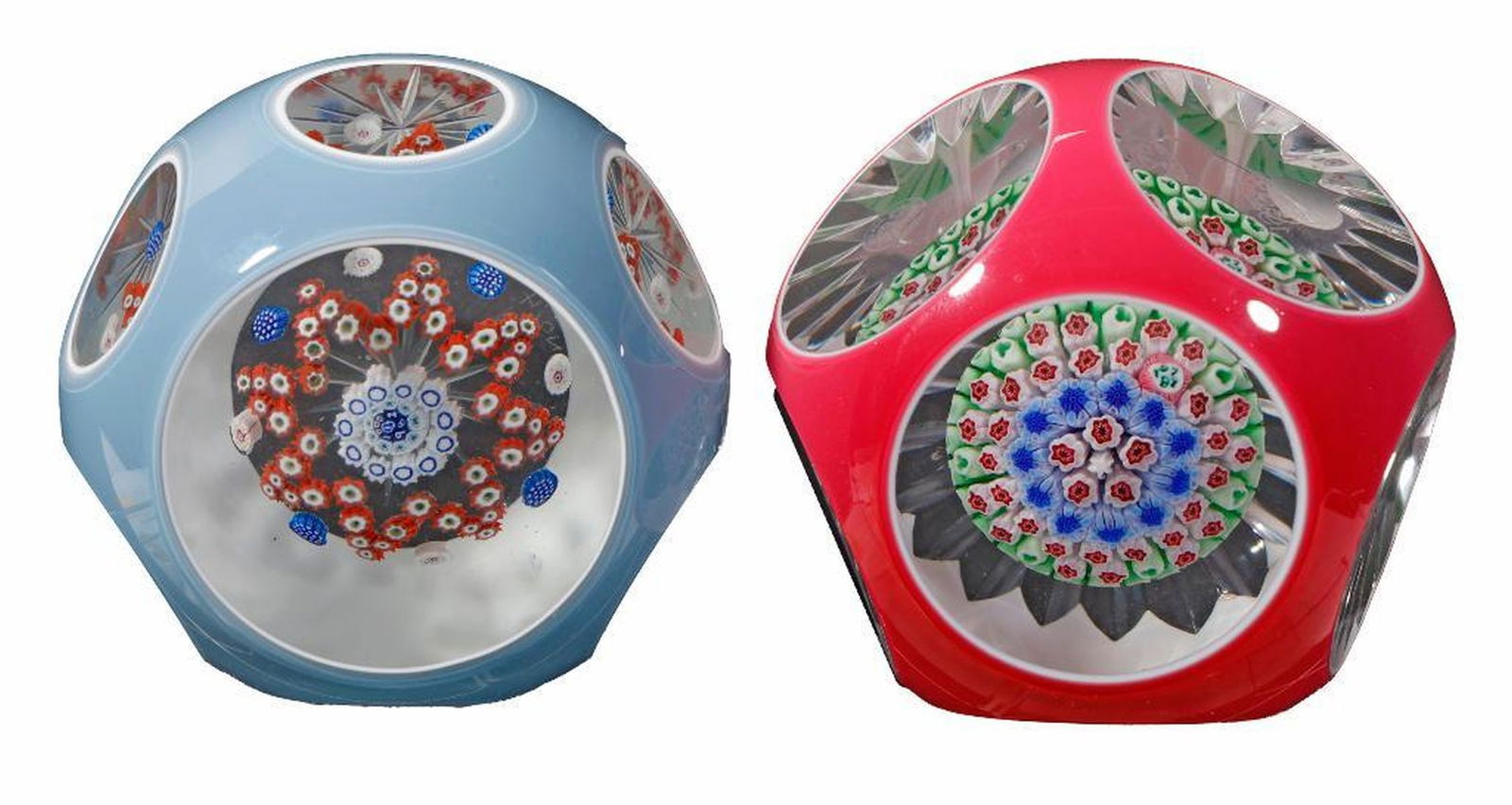 Two Faceted Millefiori Paperweights, Baccarat and Whitefriars (1 of 2)