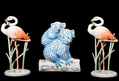 Porcelain Koala and Flamingo Figurines (3)
