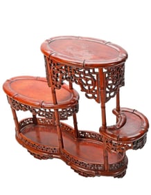Chinese Carved Wood Display Stand, with others