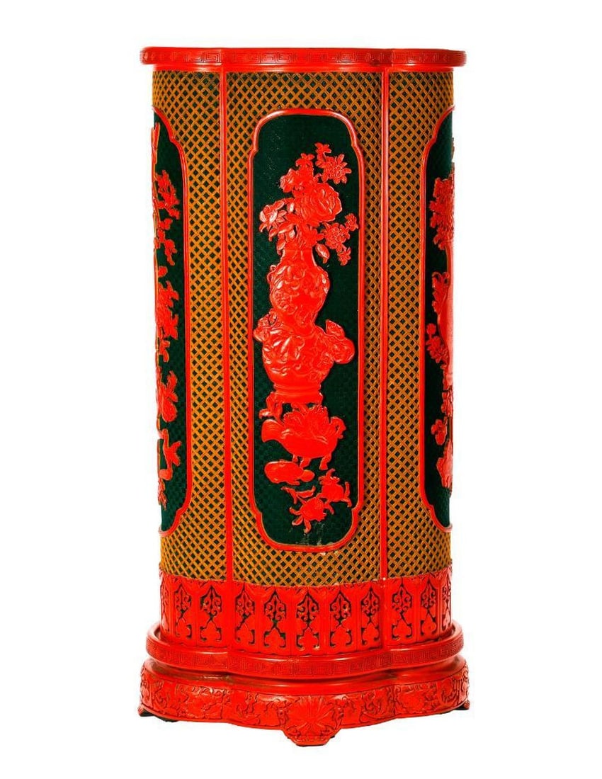 Chinese Cinnabar Lacquer Tall Jardiniere (1 of 3)