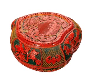 Chinese Cinnabar Lacquer Sweet Meat Box, with Interior Boxes
