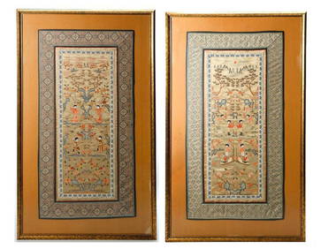 Pair of Chinese Embroidered Silk Panels of Children (1 of 4)