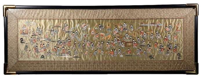 Chinese One Hundred Children Embroidered Panel