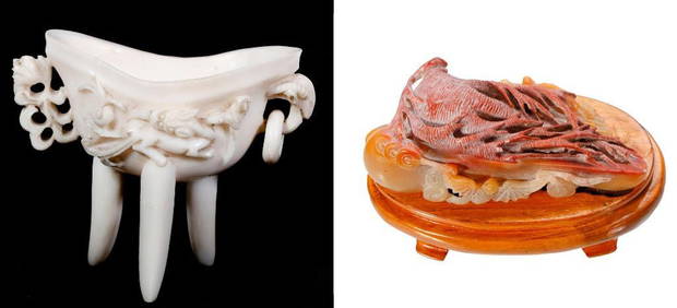 Chinese Carved Stone Cup, and Mandrake Root (1 of 4)
