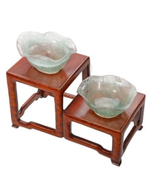 Pair of Chinese Fluorite Small Bowls