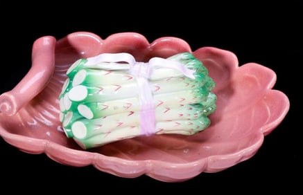 Herend Porcelain Asparagus Box, with Vintage Dish
