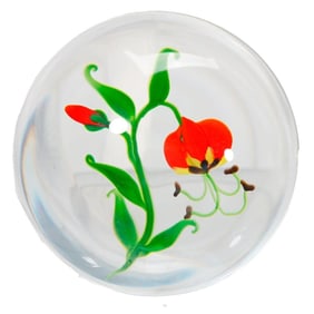 Victor Trabucco Flame Lily Paperweight, 1983