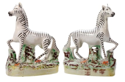 Pair of Staffordshire Zebras