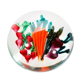 Ken Rosenfeld Vegetable Garden Paperweight, 1986