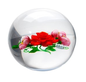 Victor Trabucco Rose Bouquet Large Paperweight, 1986