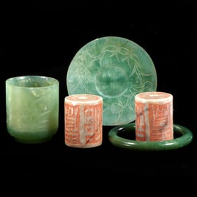 Jade Bracelet and Jade/Stone Objects