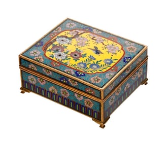 Japanese Cloisonne Bird and Floral Box