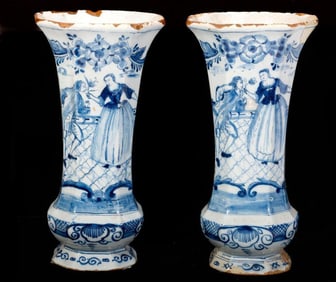 Pair of European Delft Vases. Property of Alton F. Irby III