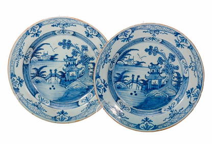 Two George II Delftware Chinoiserie Plates. Property of Alton F. Irby III (1 of 2)