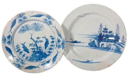 Two European Delftware Plates, c. 18th Century. Property of Alton F. Irby III