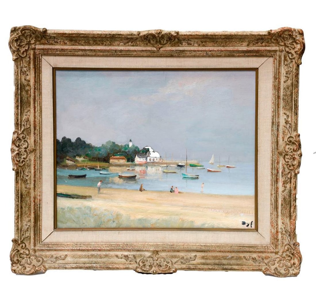 Marcel Dyf (1899-1985). Property of Alton F. Irby III: Artist: Marcel Dyf (1899-1985). Title/Description: "Rade de Port Navalo." Signature: Signed lower right. Medium: Oil on canvas. Size: 15" x 18 1/8" (frame 21 1/2" x 25 1/4"). Condition: spot of paint