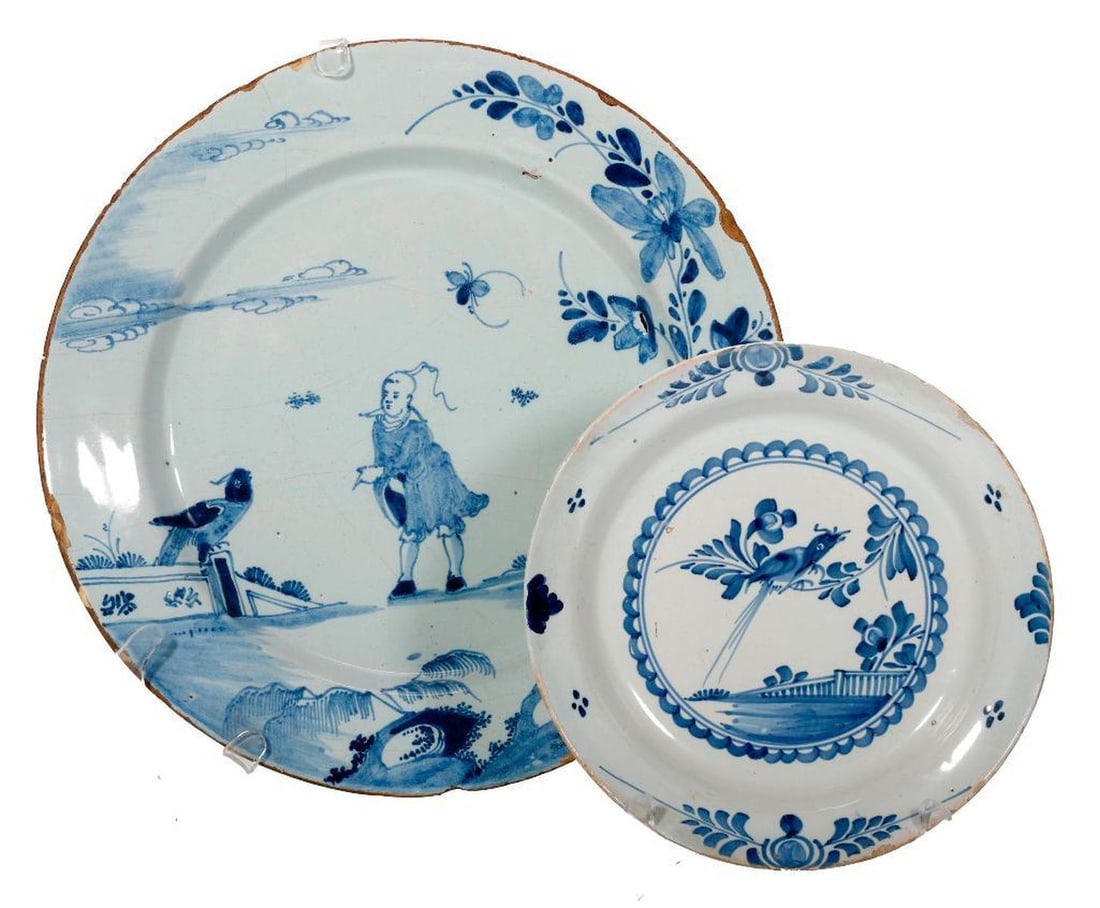Two European/English Delftware Plates, c. 18th Century. Property of Alton F. Irby III (1 of 2)