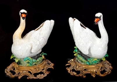 Pair of Meissen Porcelain Swan Figures. Property of Alton F. Irby III