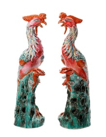 Pair of Chinese Export Porcelain Phoenix Figures. Property of Alton F. Irby III