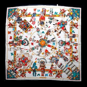 Hermes Silk Scarf, Kachinas