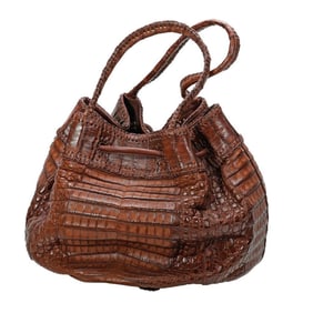 Carlos Falchi Crocodile Drawstring Bucket Bag