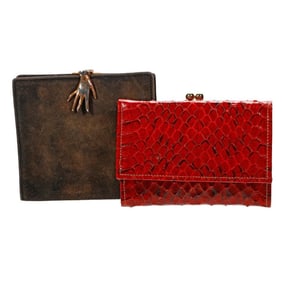 Gucci Hand Clasp Suede Wallet, with another