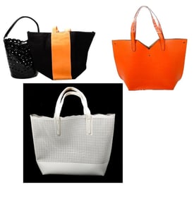 Four Faux Leather/Cloth Tote Bags, incl. Neiman Marcus
