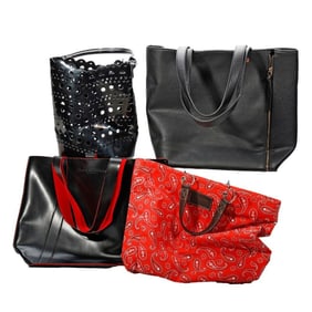 Four Vinyl/Cloth Totes, incl. Donna Karan