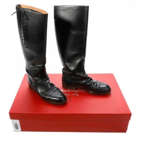 Salvatore Ferragamo Black Riding Boots (Sz 7)