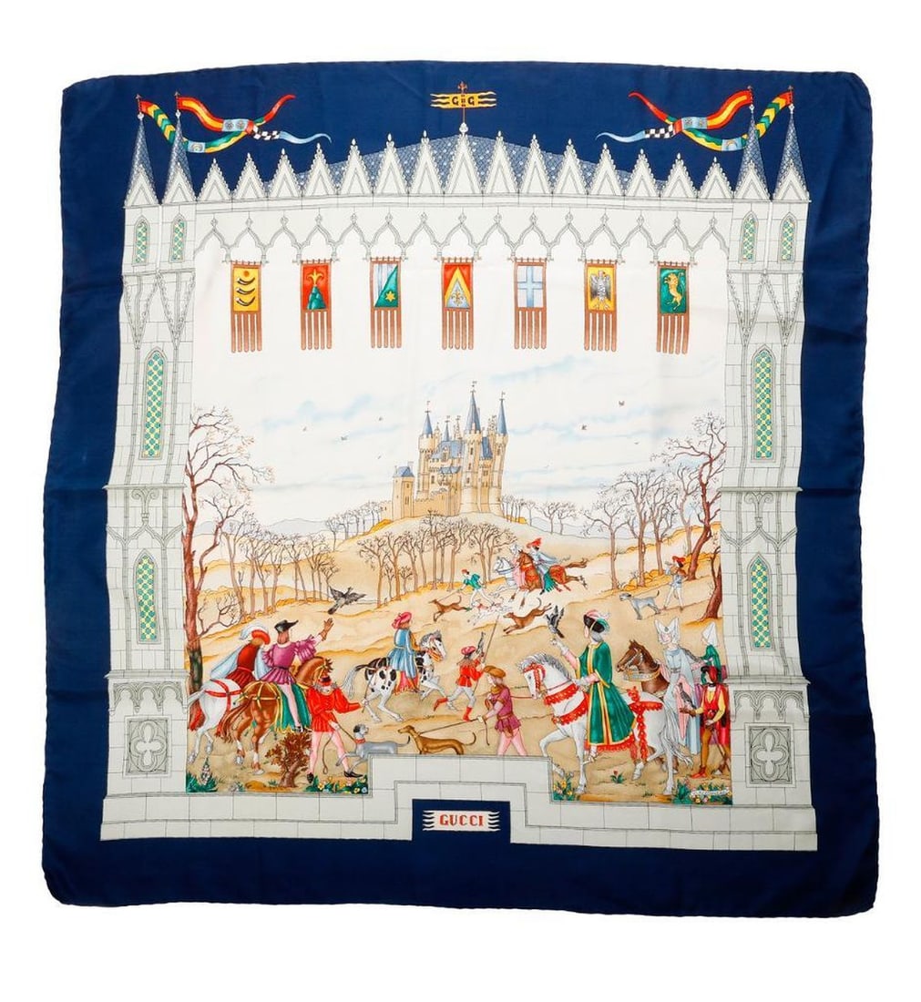 Gucci Silk Scarf, Medieval Hunt Scene (1 of 1)