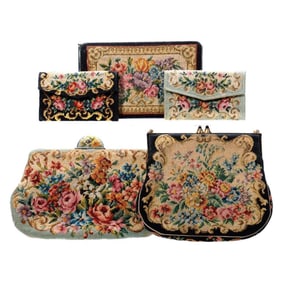 Five Vintage Austrian Petit Point Purses/Wallets