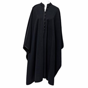 Black Wool Long Cape