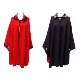 Austrian Red/Black Reversible Wool Cape