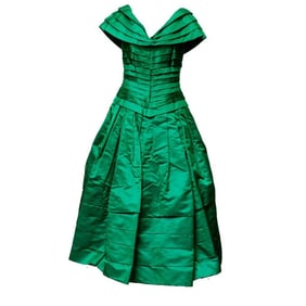 Arnold Scaasi Couture Emerald Green Satin Ball Gown