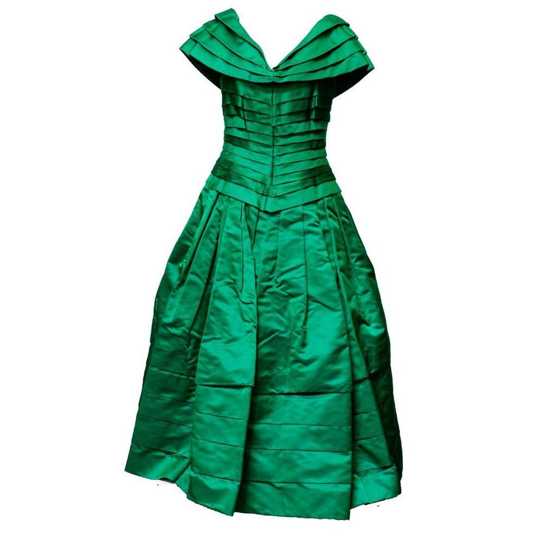Arnold Scaasi Couture Emerald Green Satin Ball Gown (1 of 3)