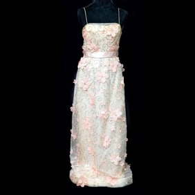 Saks Fifth Avenue Custom Floral Applique Gown (Sz 6)