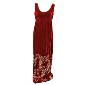 Saks Fifth Avenue Couture Velvet Beaded Gown (Sz M)